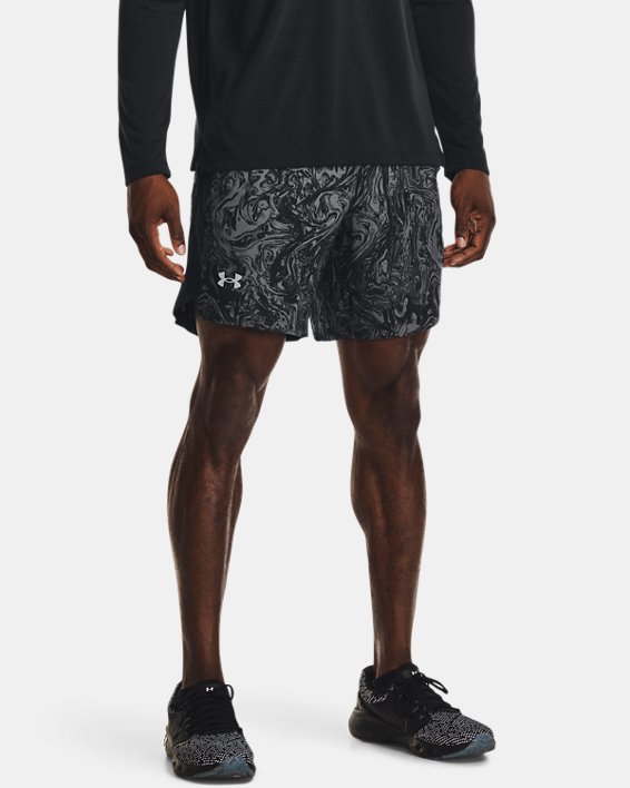 Men's UA Launch Run 7" Print Shorts, Black, pdpMainDesktop image number 0